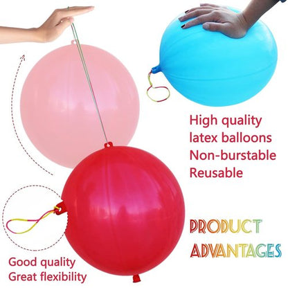 LEEZZIZZ Punch Balloons - 41Pcs Thickened Neon Heavy-Duty Party Favors for Kids & Weddings