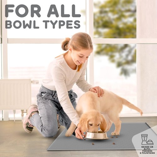 Dog Food Mat by [Brand Name] - Waterproof Silicone Mat with Raised Edges | Easy Clean Pet Feeding Mat