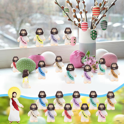 YuDanae Jesus Loves You Figures - 100pcs Baby Jesus Party Favors for Baptism & Easter Gifts (Macaron)