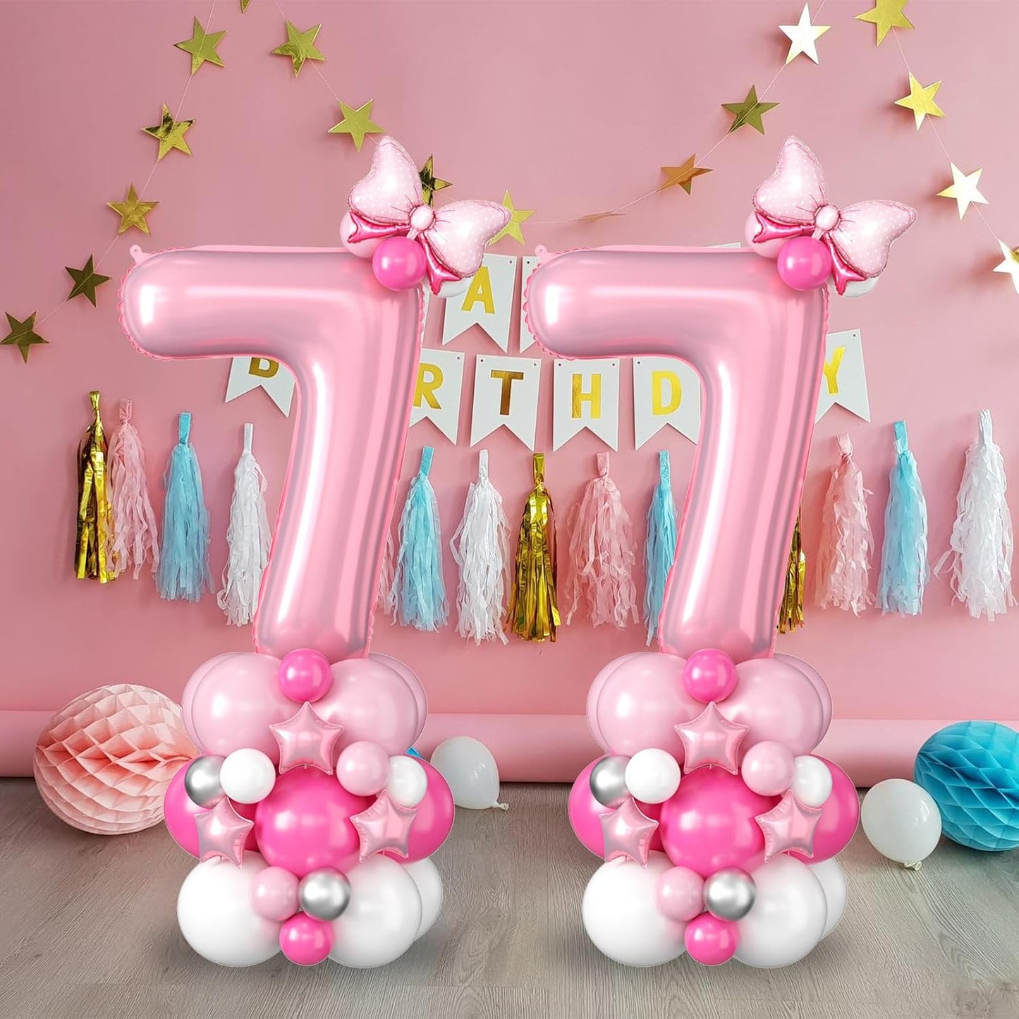 Pastel Pink Number 7 Balloon by [Brand Name] - 40 Inch Giant Foil Balloon for 7th Birthday Party