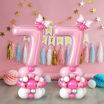 Pastel Pink Number 7 Balloon by [Brand Name] - 40 Inch Giant Foil Balloon for 7th Birthday Party