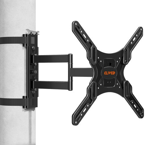 ELIVED Pillar TV Mount for Most 26"-60" TVs, Column TV Mount for Gazebo Patio Pergola, No Drill Full Motion tv Bracket Swivel and Tilt, Fits Multi-Shaped Poles, Max VESA 400x400mm, 77 Lbs. YD0084