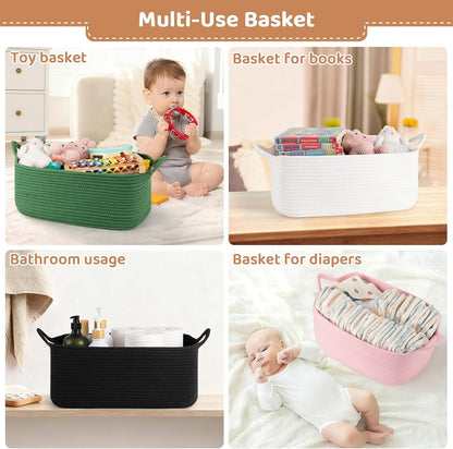 OIASKET Large Woven Gift Basket for Baby Showers - 16.5" L x 12.6" W x 7" H | Cute Storage with Handles