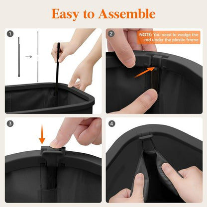 Lifewit 85L Large Laundry Basket - Foldable Hamper with Lid & Removable Bag | Black for Home Use
