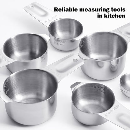 AMOHEE 7PCS Stainless Steel Measuring Cups - Durable & Dishwasher Safe with Storage Bag