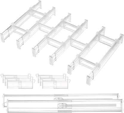 Vtopmart Drawer Dividers - Expandable Inserts & 25 PCS Clear Plastic Organizers Set