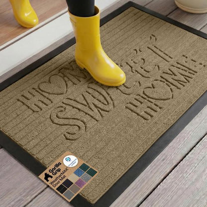 GORILLA GRIP Waterproof All-Season Doormat - Natural Rubber, Stain & Fade Resistant, 29x17, Easy Clean