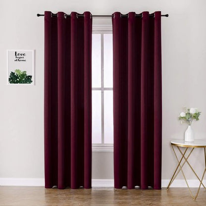 ChrisDowa Grommet Blackout Curtains - Thermal Insulated Room Darkening Panels, Burgundy Red, 52W x 95L