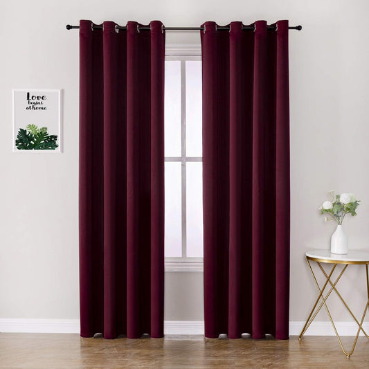 ChrisDowa Blackout Curtains - Thermal Insulated Room Darkening Panels Set | Burgundy Red, 52 x 102 Inches