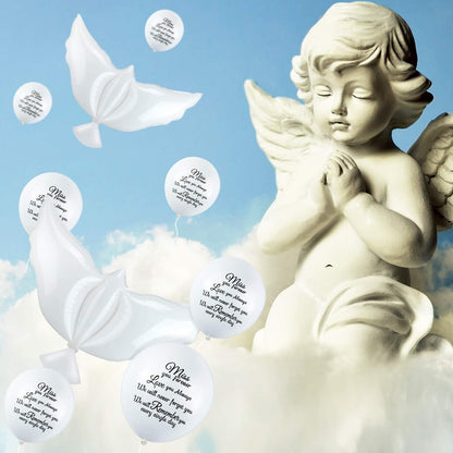 Skylety Memorial Balloons - 36 Pcs with 4 Peace Dove Balloons for Funerals & Remembrance (White)