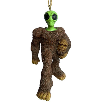 Alien in Bigfoot Costume Christmas Ornament – 4" Funny Holiday Decor (Variation: 4" Alien in Bigfoot Costume)