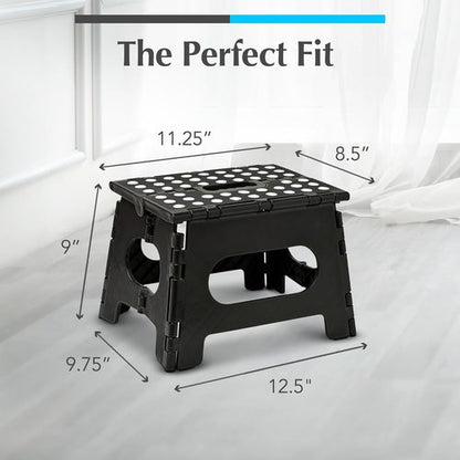 Handy Laundry Folding Step Stool - Lightweight & Sturdy for Adults and Kids - Easy One Flip Open - Black | 2-Pack