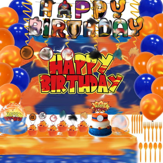 Cartoon Theme Birthday Party Supplies - Complete Decorations Set with Banner, Backdrop, Balloons & More