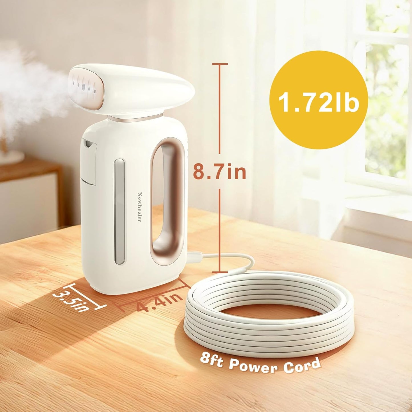 Newbealer Handheld Fabric Steamer - 850W Portable Wrinkle Remover with 30s Fast Heat-Up | 230ml Water Tank for Home & Travel