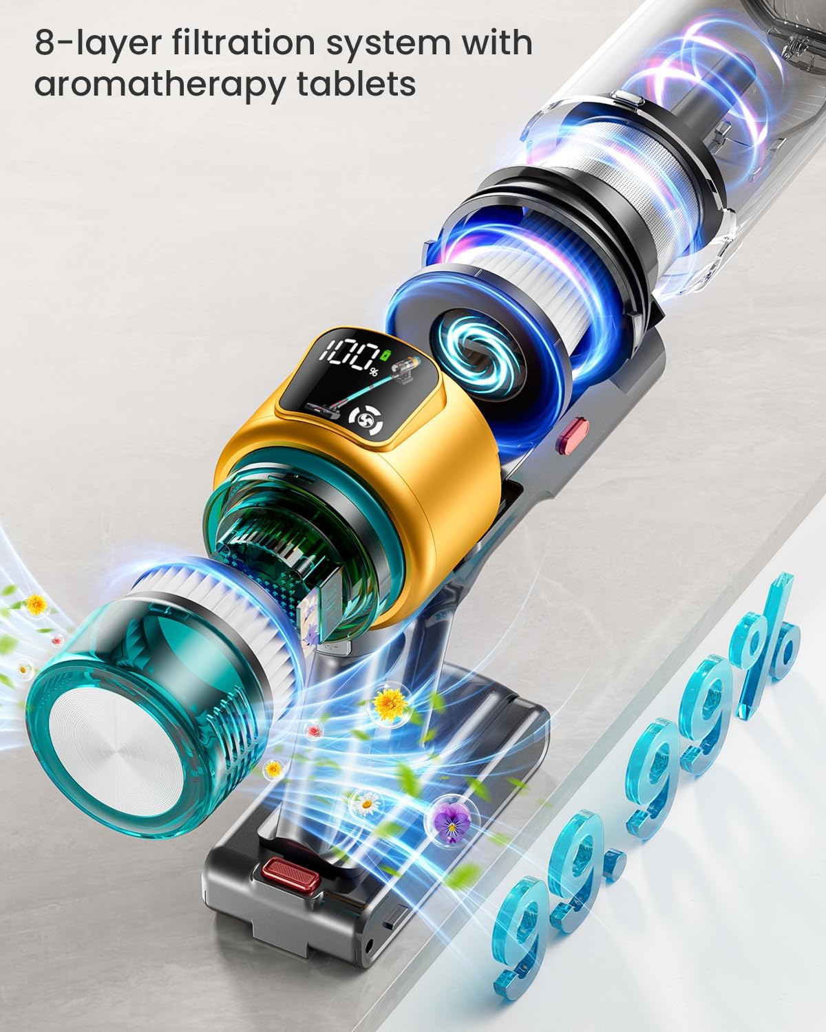Skiennix Cordless Vacuum Cleaner - 600W 50KPA Suction Power | 70-Minute Runtime for Home Use