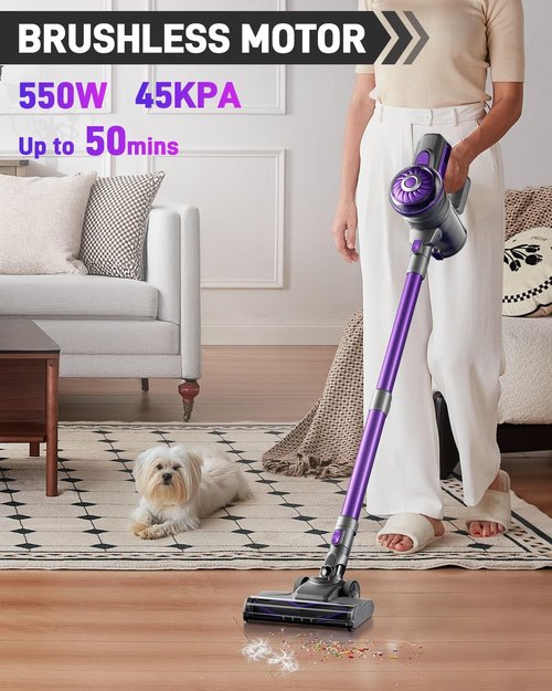 FUNCCUBE Cordless Vacuum Cleaner - Powerful Suction, Tangle-Resistant, Lightweight | 50-Minute Runtime, Versatile for Carpet & Pet Hair