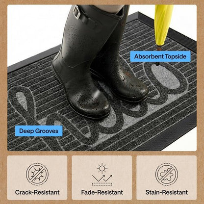 GORILLA GRIP Waterproof All-Season WeatherMAX Doormat - Natural Rubber, Stain & Fade Resistant, 29x17, Charcoal