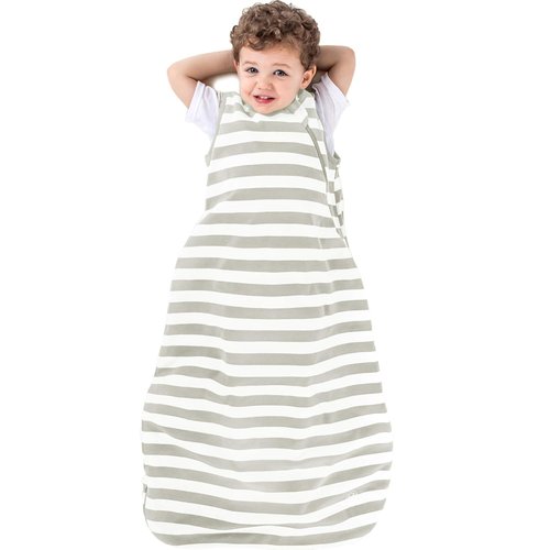 Ecolino Organic Cotton Baby Sleep Sack | 2-Way Zipper Wearable Blanket for Toddlers | Silver, 18-36 Months