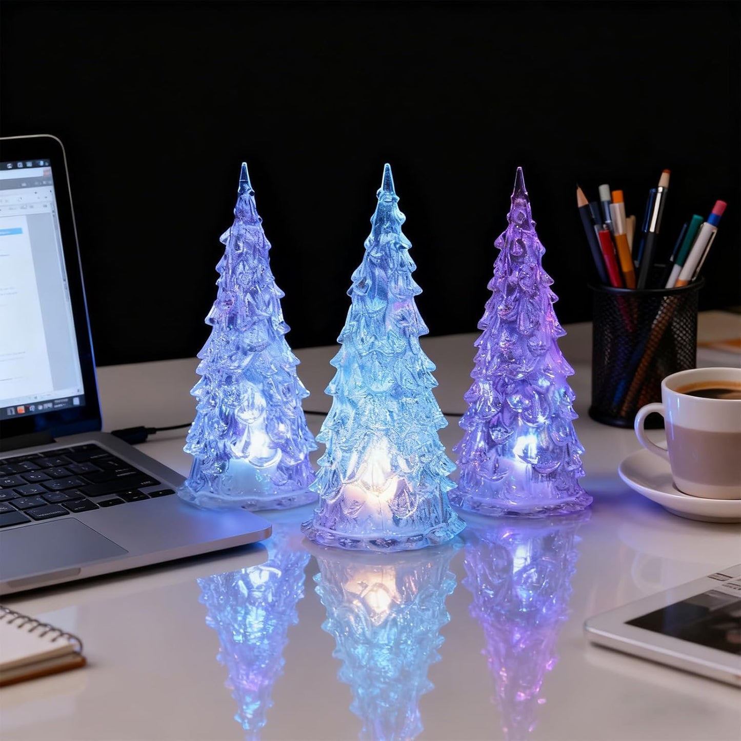 Skiennix Acrylic Christmas Tree Lamp - Enchanted 7-Color Changing Lights | Mini 5 x 2 Inch Decor