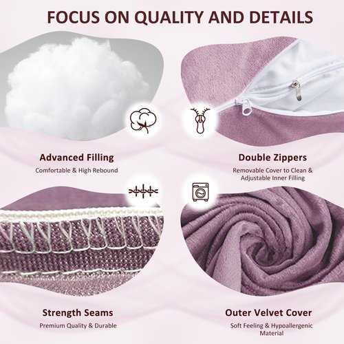 Chilling Home U-Shape Pregnancy Pillow - 55in Velvet Maternity Body Pillow in Pink for Comfortable Sleep