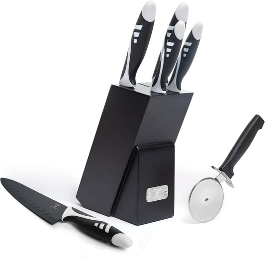 Moss & Stone 7-Piece Kitchen Knife Set - Black Titanium Plated Stainless Steel with High Carbon Blades