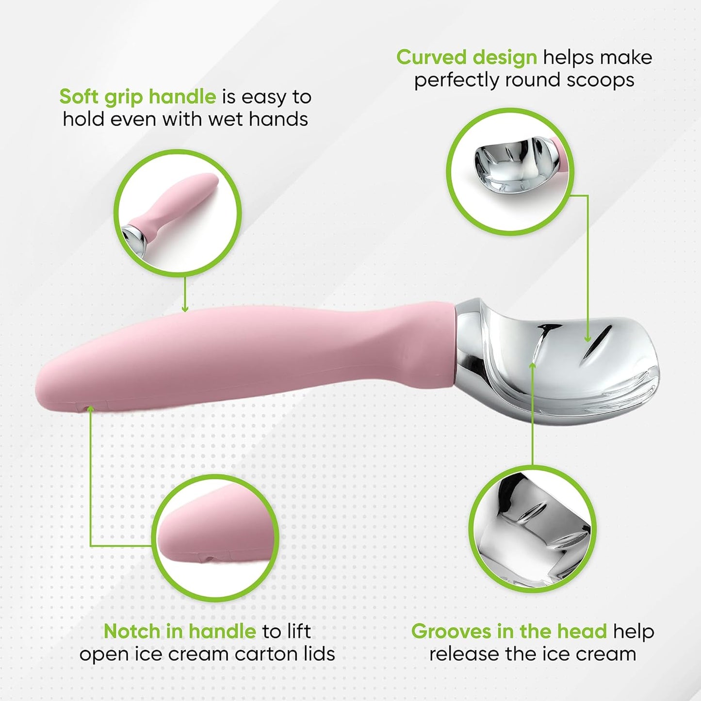 Spring Chef Ice Cream Scoop - Professional Heavy-Duty Scooper with Soft Grip Handle | Ideal for Gelato & Sorbet
