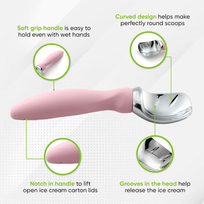 Spring Chef Ice Cream Scoop - Professional Heavy-Duty Scooper with Soft Grip Handle | Ideal for Gelato & Sorbet