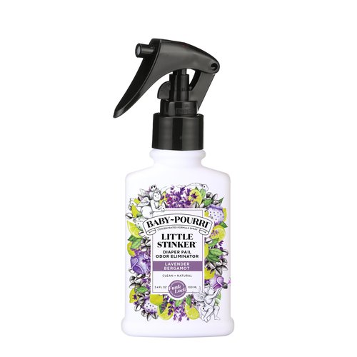 Baby-Pourri Little Stinker Diaper Pail Deodorizer Spray, 3.4 Fl Oz, Up to 150 Uses, Odor Freshener with Essential Oils, Nursery Essentials, Lavender, Bergamot, Eucalyptus & Vanilla Scent