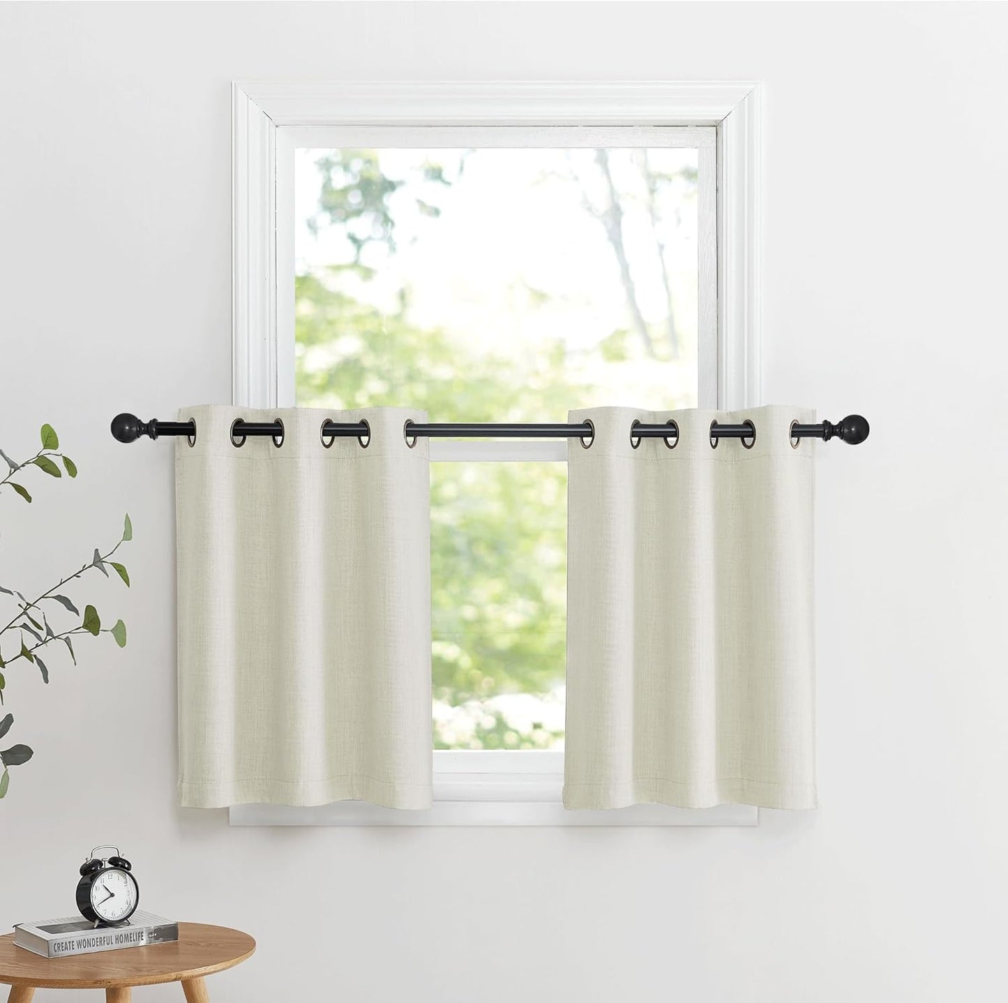 NICETOWN Blackout Tiers - 24 Inch Grommet Half Window Curtains | Light Blocking Valances for Kitchen & Bathroom, 2 Panels