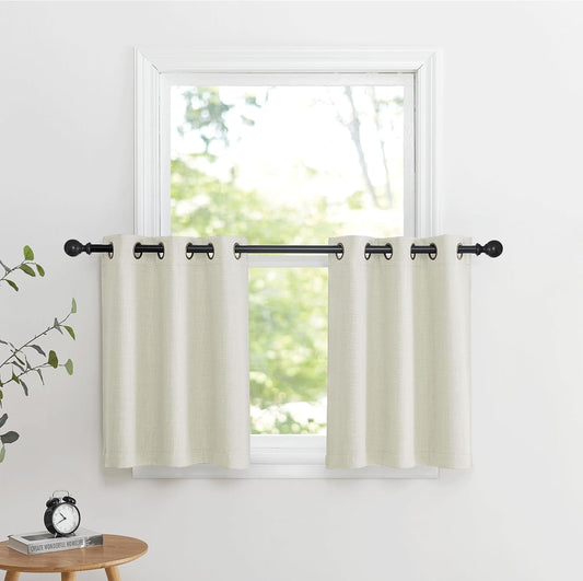 NICETOWN Blackout Tiers - 24 Inch Grommet Half Window Curtains | Light Blocking Valances for Kitchen & Bathroom, 2 Panels