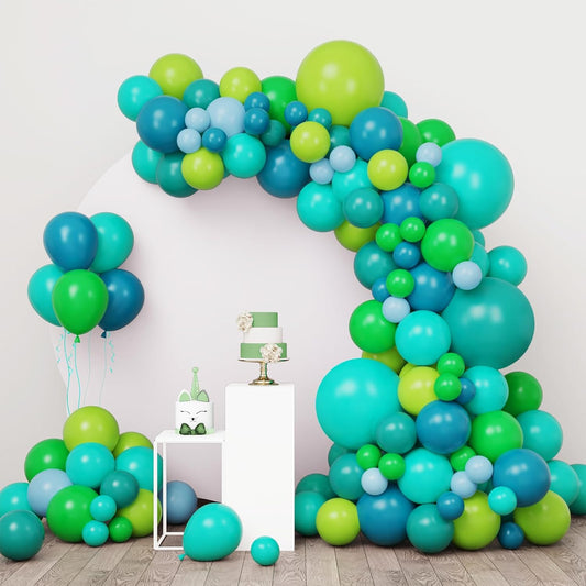 RUBFAC Green Balloons Garland Arch Kit - 138pcs Latex Balloons in Various Sizes for Party Decor
