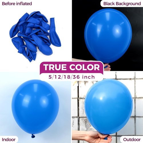 Bezente Royal Blue Latex Party Balloons - 150 Pack 5-Inch Round Helium Balloons for Graduation & Weddings