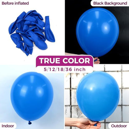 Bezente Royal Blue Latex Party Balloons - 150 Pack 5-Inch Round Helium Balloons for Graduation & Weddings