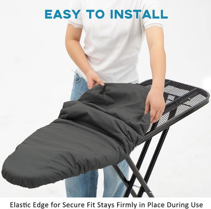 RAINHOL Iron Board Cover - Extra Thick, Scorch & Stain Resistant, Elastic Edge | Standard Size 15"x54", Black