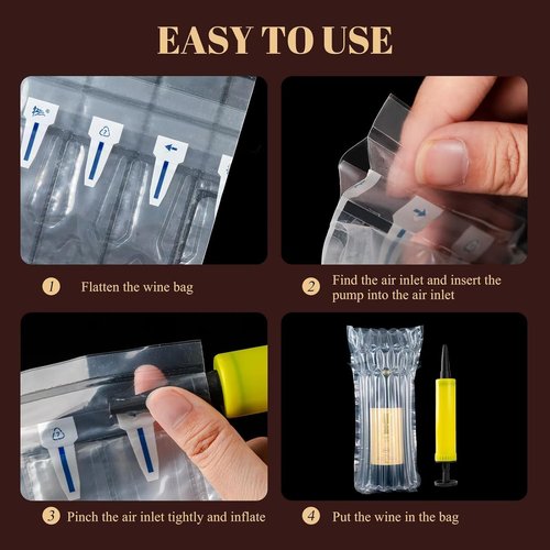 20 PCS Wine Bottle Travel Protector Bags, Inflatable Air Column Packaging Bubble Bag with Free Inflator Pump, Reusable Bottle Protector Bag for travel, Safe Choice for Wine Transportation