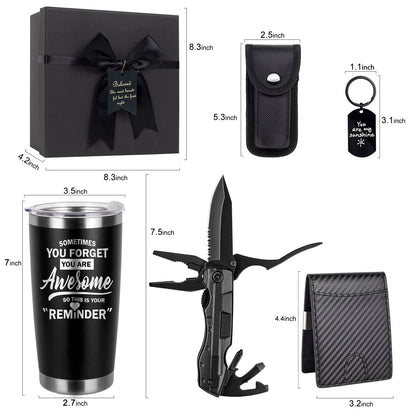 Mkeevee Birthday Gifts for Men Funny Christmas Gifts Baskets for Him Father’s Day for Dad Anniversary Who Have Everything for Husband, Boyfriend, Brother, Son, Grandpa Tumbler Multitool Gift Set