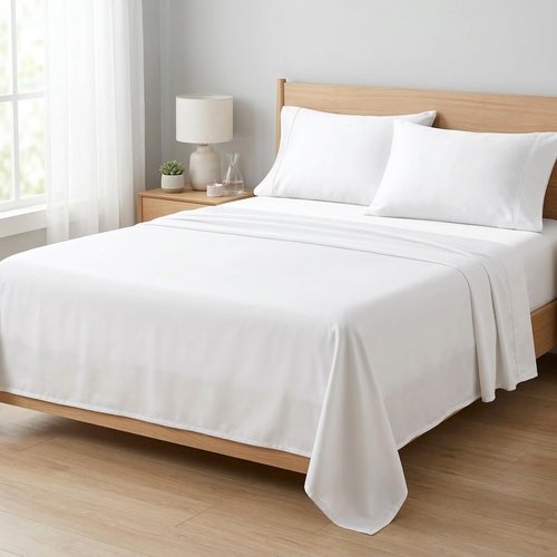 Beckham Hotel Collection Sheets Set Queen Size, 100% Cotton Sateen Fabric, Silky Smooth & Soft, Cool Touch, 16” Deep Pocket, 4-Piece, White