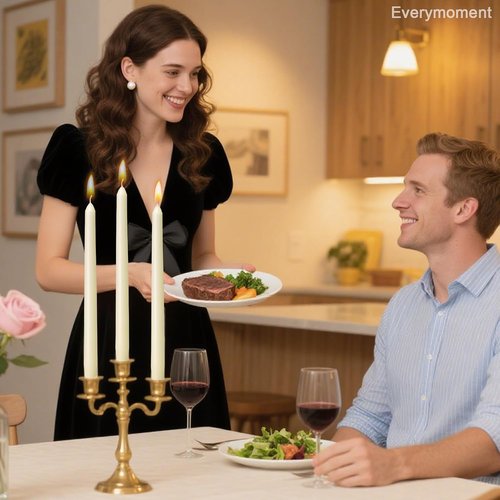 Everymoment Ivory Taper Candles - Dripless & Smokeless 10-Inch Candlesticks | 4-Pack Unscented Cream for Weddings & Home Decor