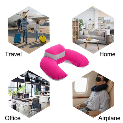 PATIKIL Travel Neck Pillow, U Shaped Pillow Portable Travel Neck Flight Pillow Includes Storage Pouch Eye Masking Earplugs for Airplane Office, Pink