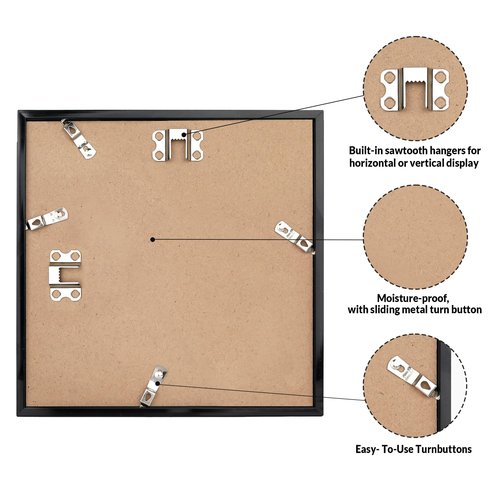 LaVie Home 13x13 Picture Frame for Wall Display, 13x13 Black Picture Frame with HD Plexiglas, 13 x 13 Square Frame 1 Pack, Display Frame for Vertical or Horizontal, Classic Collection