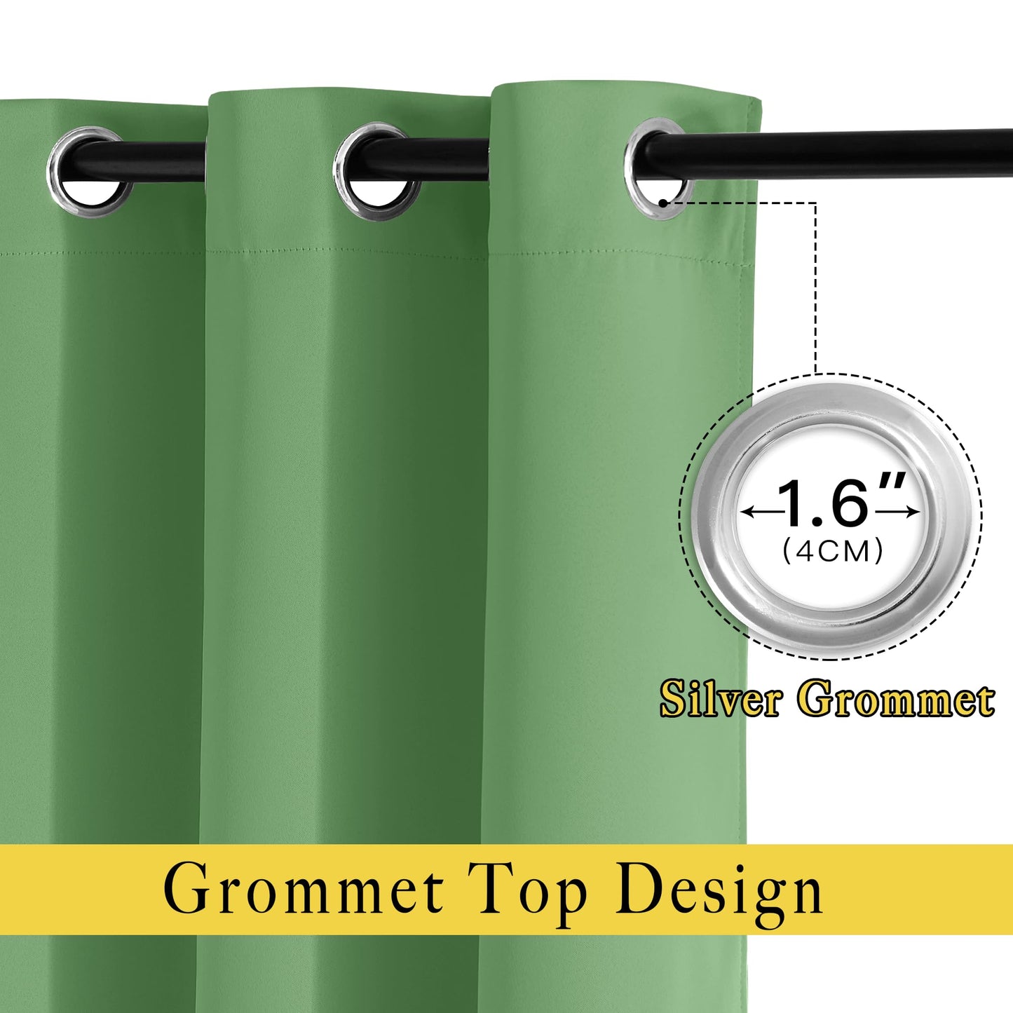 NICETOWN Forest Green Room Darkening 102 inch Curtains, Grommet Thermal Curtains Weighted Window Treatments for Living Room/Farmhouse, W46 x L102, 2 Panels