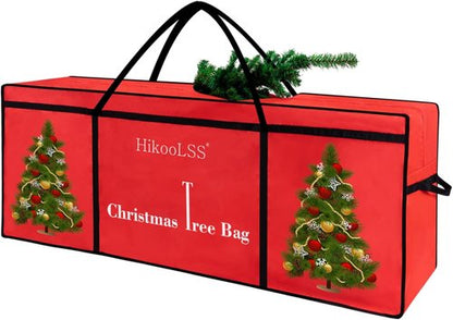 HikooLSS Christmas Tree Storage Bag - Heavy Duty 600D Oxford for 7.5 Ft Artificial Trees | Red 60x18x25in
