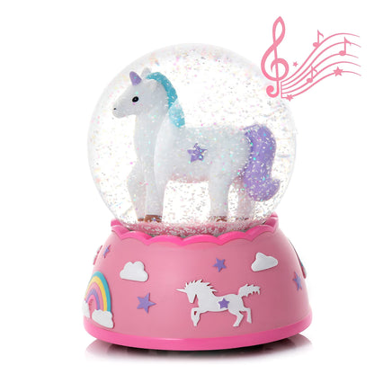 Shatterproof Unicorn Snow Globe for Girls - Handpainted with Musical Melody - Plastic Snow Globes for Kids - Unbreakable Snow Globe - Child Safe