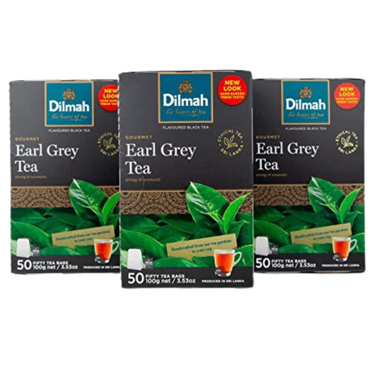 Dilmah Earl Grey - 50 String and Tag Tea Bags (Pack of 3)-Robust and bright Ceylon tea, gently fused with Bergamot flavour-Brew Hot Iced Tea