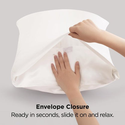 Bedsure Satin Pillowcase for Hair and Skin Queen - Ivory Silky Pillowcase 2 Pack with Envelope Closure, Similar to Silk Pillow Cases, Gifts for Women Men, 20x30 Inches, 2pcs