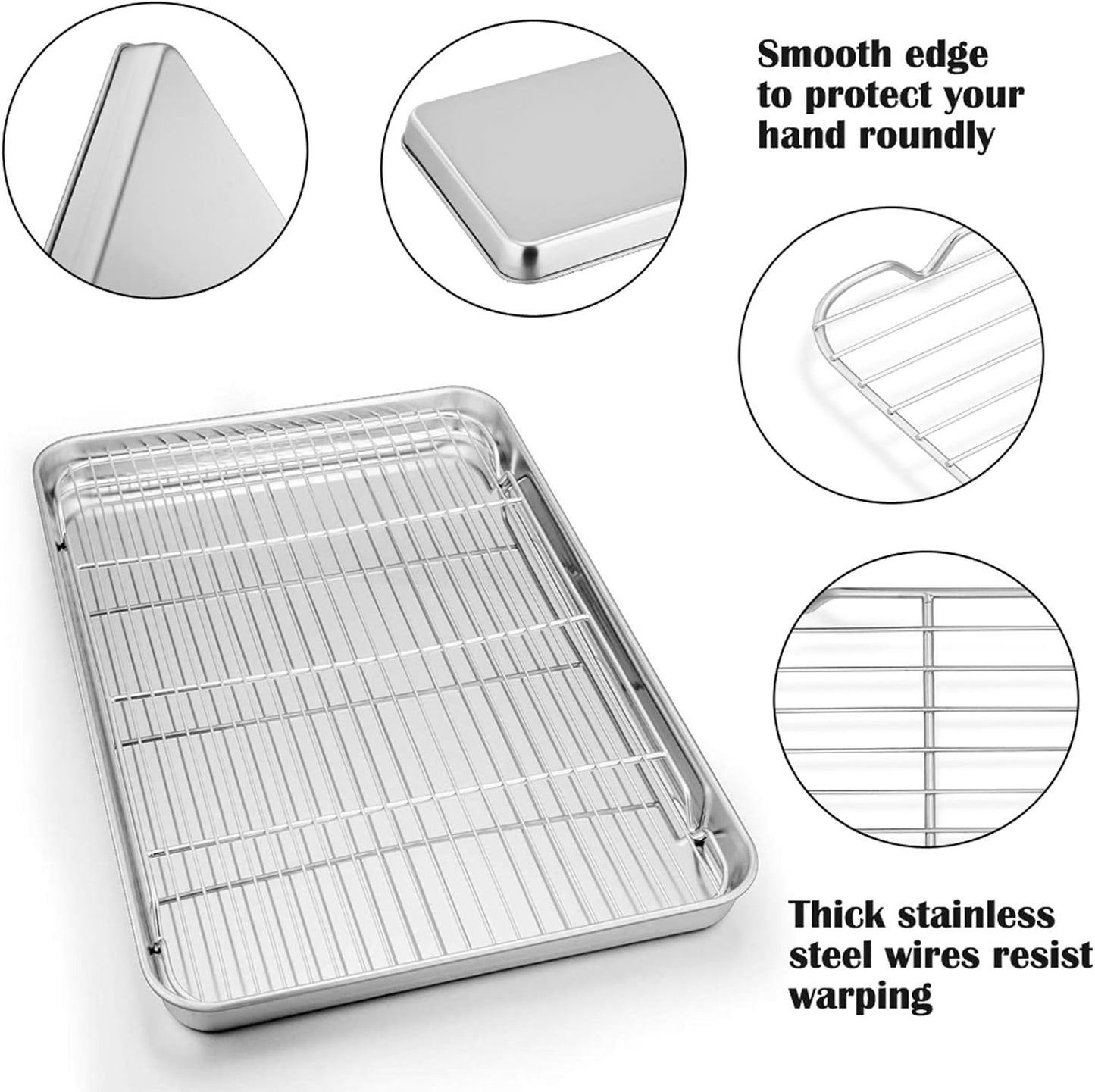 P&P CHEF Baking Sheet Pan Set - 19.6 Inch Stainless Steel Cookie Tray with Cooling Rack | Non-Toxic & Dishwasher Safe
