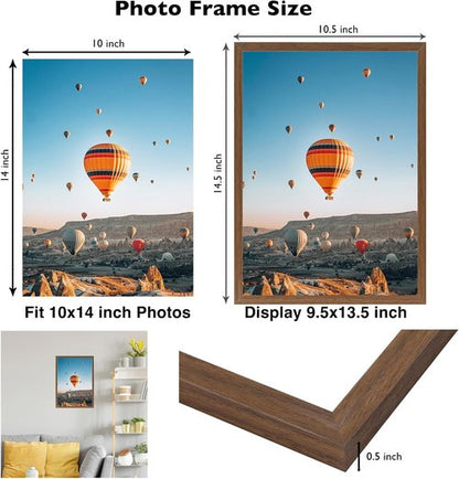 JCJMY Picture Frame - 10x14 Inch Brown for Diamond Art | Horizontal & Vertical Wall Hanging, Shatter-Resistant Plexiglass