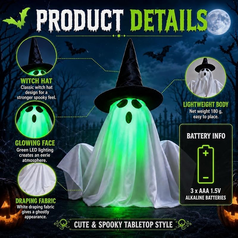 Animated Halloween Ghost Decoration – Sound & Touch Activated