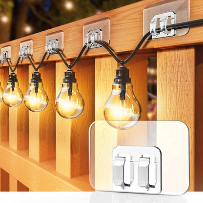 Hooks for Outdoor String Lights by [Brand Name] - 100 Pack with Adhesive Strips | No Damage, Waterproof & UV-Resistant