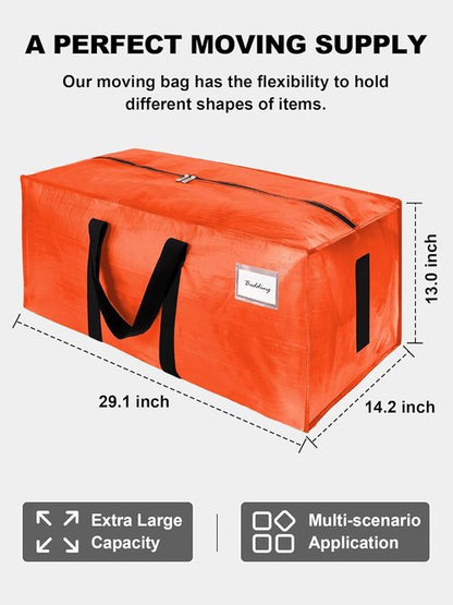 HOMESURE Large Water-Resistant Moving Bags - 4 Pack Heavy-Duty Storage Totes with Zippers & Handles | Space-Saving Design